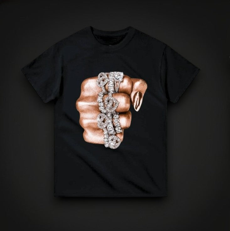 T-Shirt Blanc “Pink Fist &amp; Diamonds”