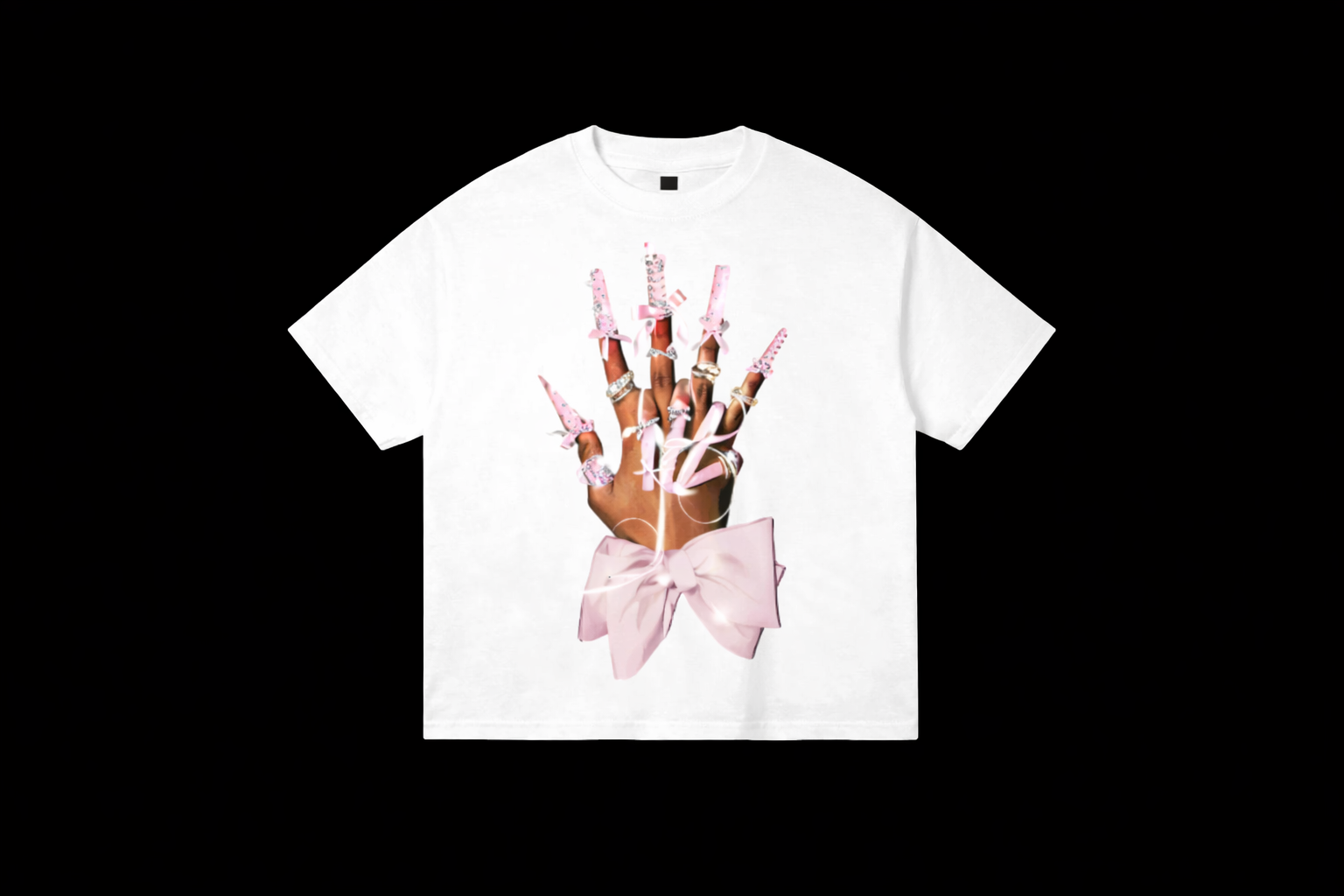 T-Shirt Blanc “Pink Fist Diamonds”